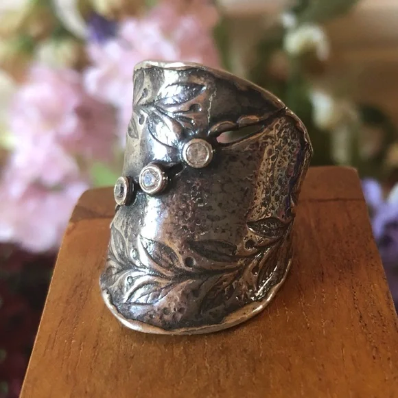 Silpada 'Nature's Majesty' Cubic Zirconia and Sterling Silver Ring, Si Silpada Nature Majesty Cz Sterling Silver Ring R3136 SZ 11.5 RARE